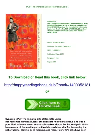 <*READ*> PDF The Immortal Life of Henrietta Lacks (<DOWNLOAD*PDF}