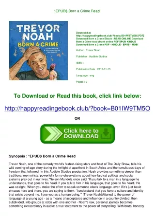 *EPUB$ Born a Crime Read