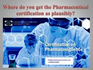 Where do you get the Pharmaceutical certification as plausibly