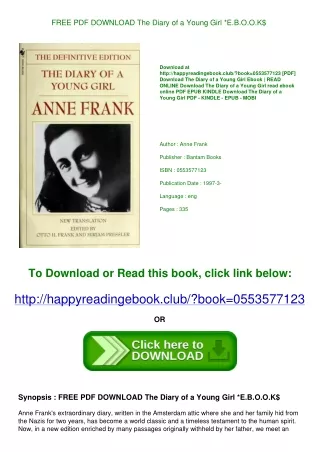 FREE PDF DOWNLOAD The Diary of a Young Girl *E.B.O.O.K$