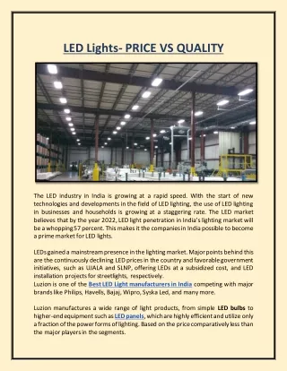 LED Lights- PRICE VS QUALITY