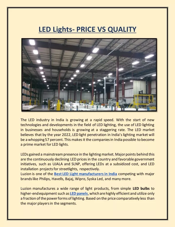 led lights price vs quality