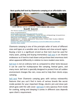 best quality bell tent by chamonix camping