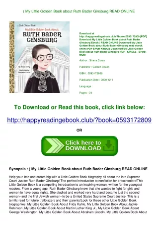 (<E.B.O.O.K. DOWNLOAD^> My Little Golden Book about Ruth Bader Ginsburg READ ONL