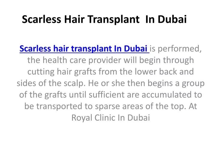 scarless hair transplant in dubai