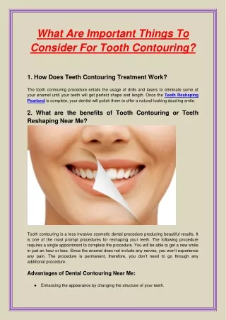 What Are Important Things To Consider For Tooth Contouring
