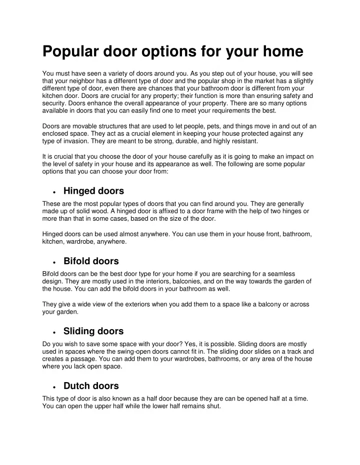 popular door options for your home you must have