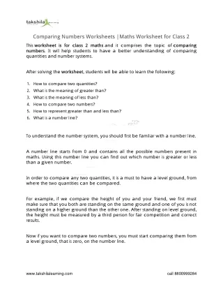 comparing numbers worksheets maths worksheet