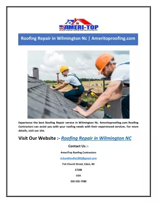 Roofing Repair in Wilmington Nc | Ameritoproofing.com