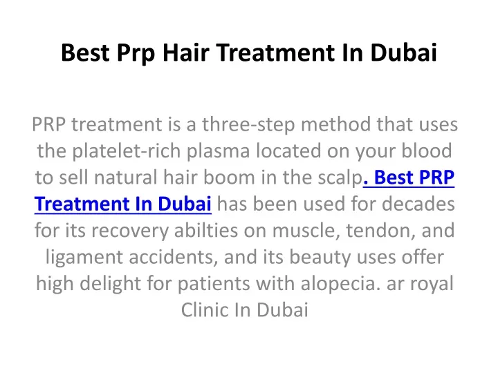 best prp hair treatment in dubai