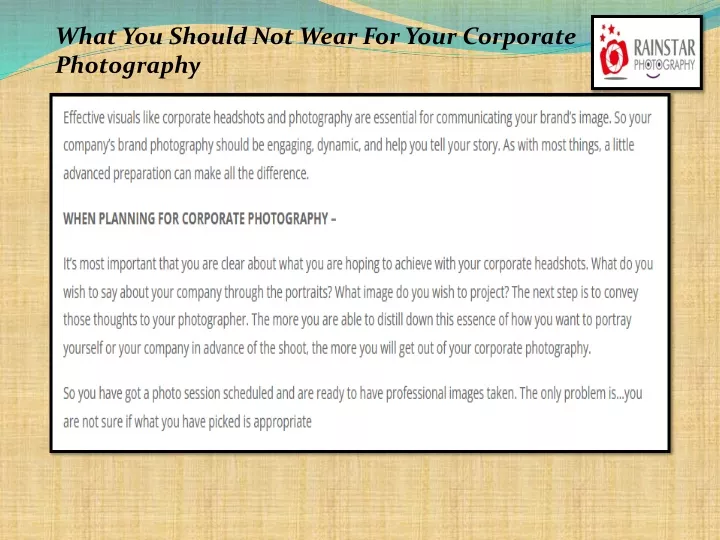 what you should not wear for your corporate