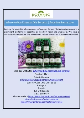 where to buy essential oils toronto