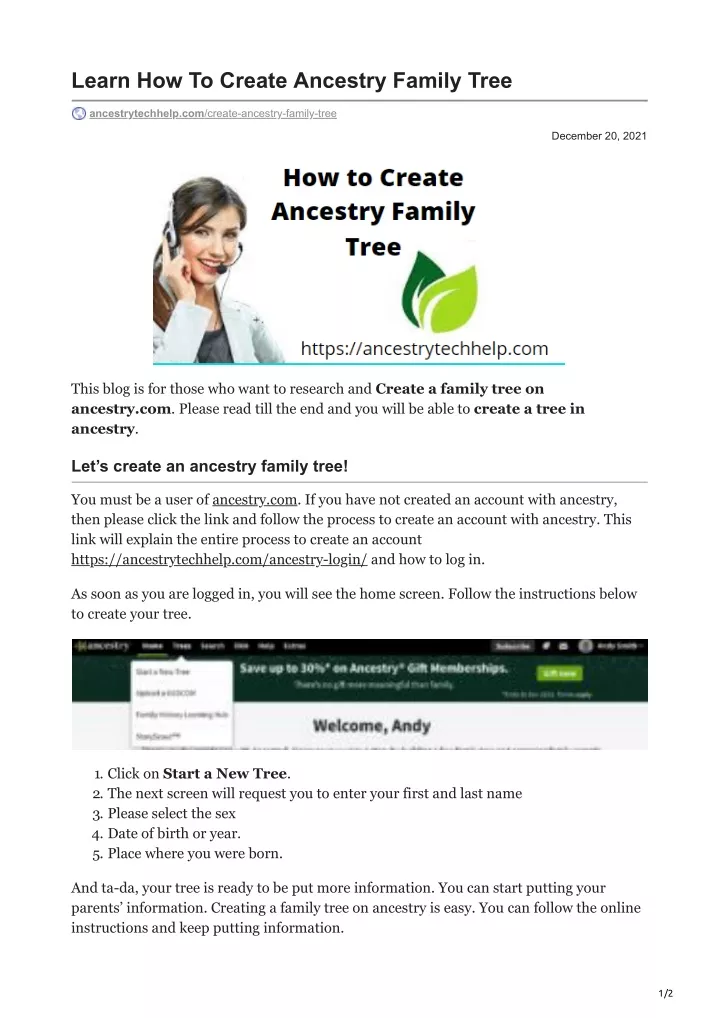 learn how to create ancestry family tree