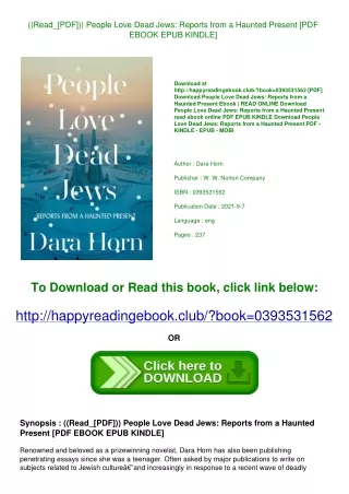 ((Read_[PDF])) People Love Dead Jews Reports from a Haunted Present [PDF EBOOK E