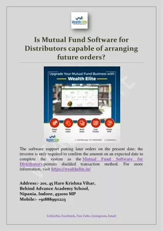 is mutual fund software for distributors capable