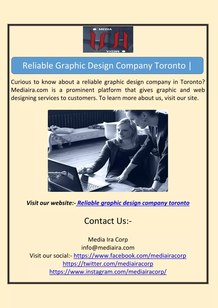 reliable graphic design company toronto mediaira
