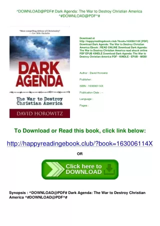 ^DOWNLOAD@PDF# Dark Agenda The War to Destroy Christian America ^#DOWNLOAD@PDF^#