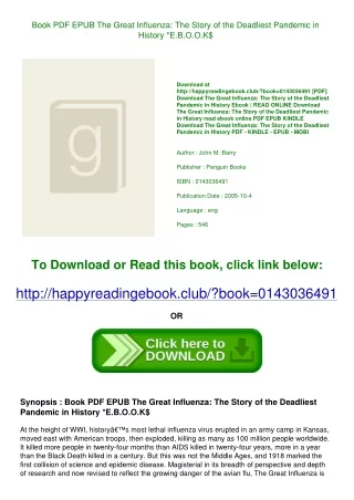 Book PDF EPUB The Great Influenza The Story of the Deadliest Pandemic in History