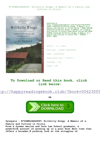 #*DOWNLOAD@PDF> Hillbilly Elegy A Memoir of a Family and Culture in Crisis <(REA