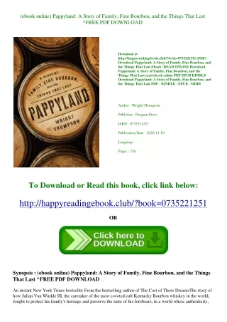 (ebook online) Pappyland A Story of Family  Fine Bourbon  and the Things That La