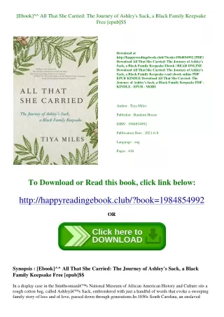 [Ebook]^^ All That She Carried The Journey of Ashley's Sack  a Black Family Keep