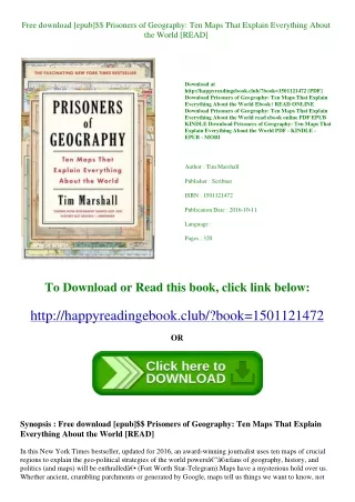 Free download [epub]$$ Prisoners of Geography Ten Maps That Explain Everything A