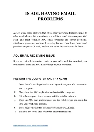 Fix AOL Having Email Problems - Complete Guide