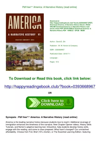 Pdf free^^ America A Narrative History {read online}