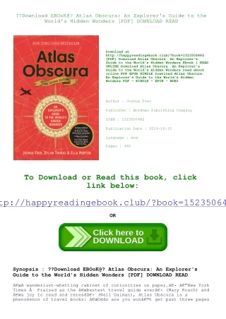 Download EBOoK@ Atlas Obscura An Explorer's Guide to the World's Hidden Wonders