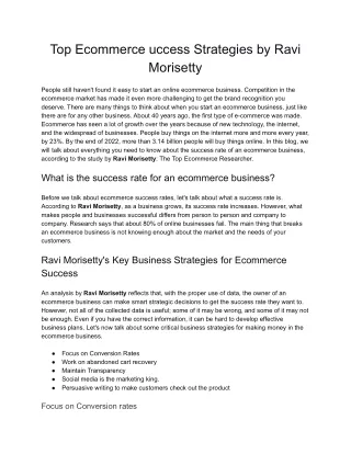 Top Ecommerce Success Strategies by Ravi Morisetty.docx