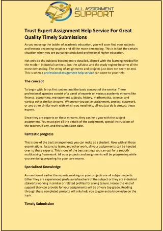 trust expert assignment help service for great