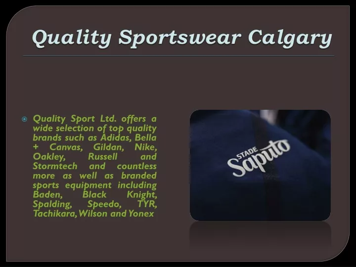 quality sportswear calgary