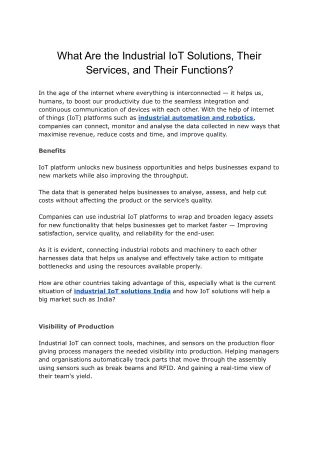 what are the industrial iot solutions their