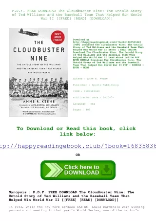 P.D.F. FREE DOWNLOAD The Cloudbuster Nine The Untold Story of Ted Williams and t