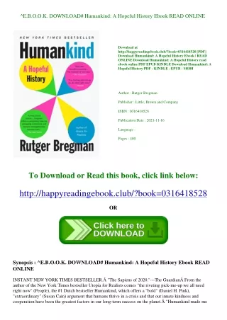 ^E.B.O.O.K. DOWNLOAD# Humankind A Hopeful History Ebook READ ONLINE