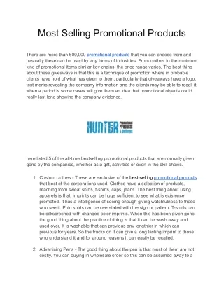 Most Selling Promotional Products