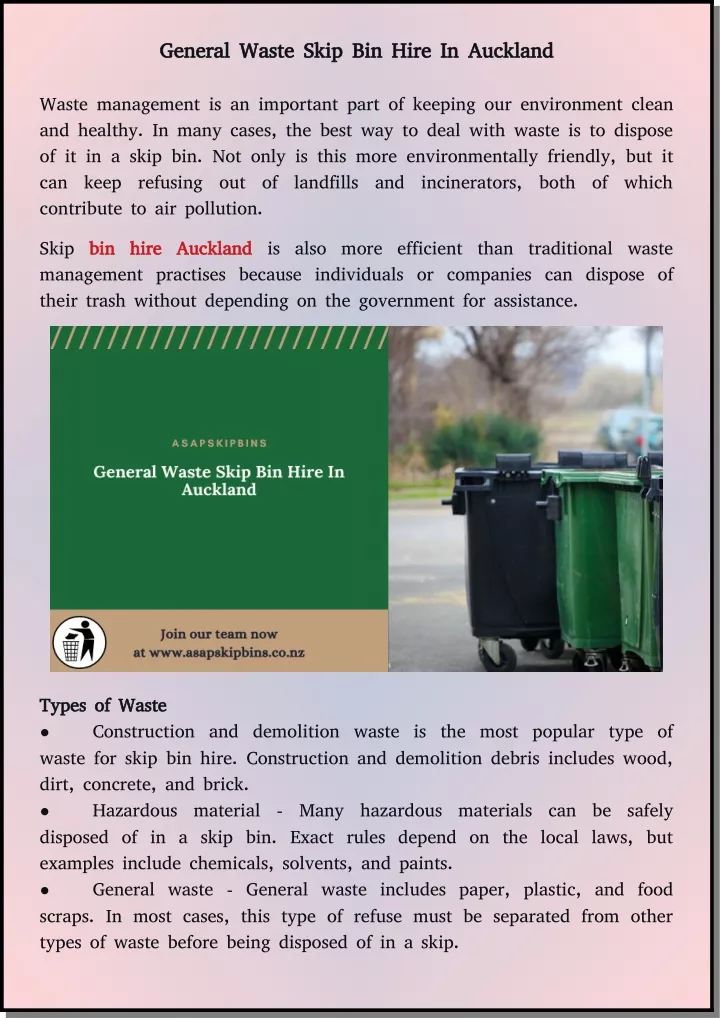 general waste skip bin hire in auckland general
