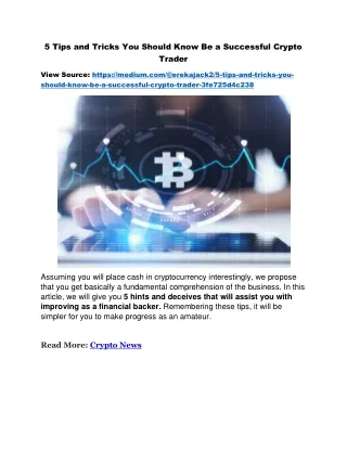 5 Tips and Tricks You Should Know Be a Successful Crypto Trader