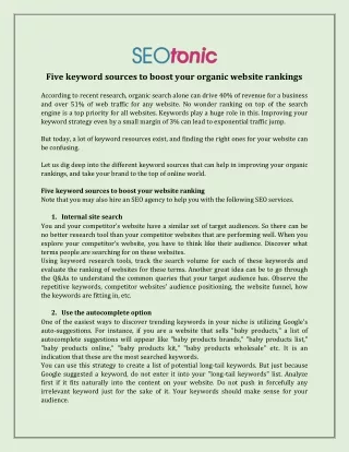 five keyword sources to boost your organic