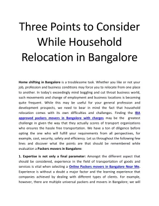 three points to consider while household