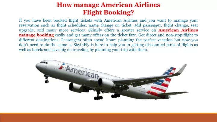 how manage american airlines flight booking