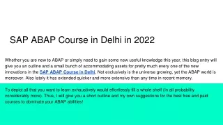 sap abap course in delhi in 2022