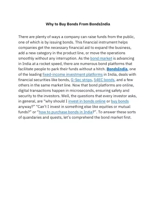 why to buy bonds from bondsindia