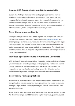 Custom CBD Boxes are Available in Custom Options