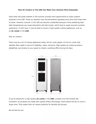 how air coolers in the uae can make your summer