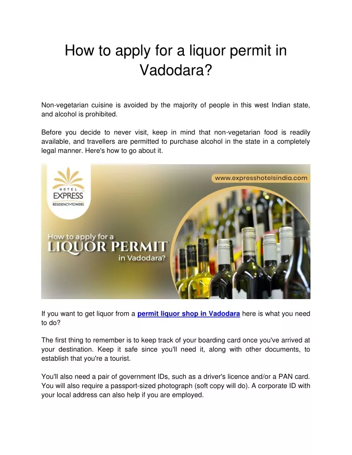 how to apply for a liquor permit in vadodara