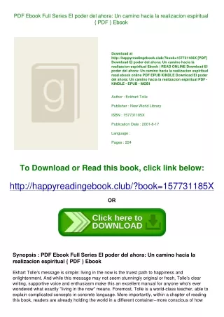 PDF Ebook Full Series El poder del ahora Un camino hacia la realizacion espiritu