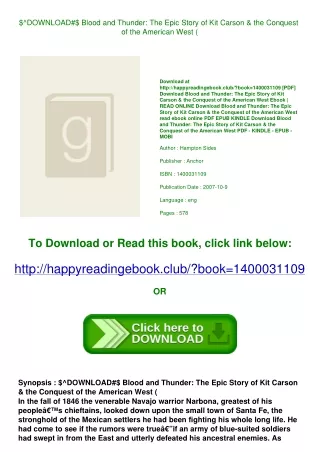 $^DOWNLOAD#$ Blood and Thunder The Epic Story of Kit Carson &amp; the Conquest o