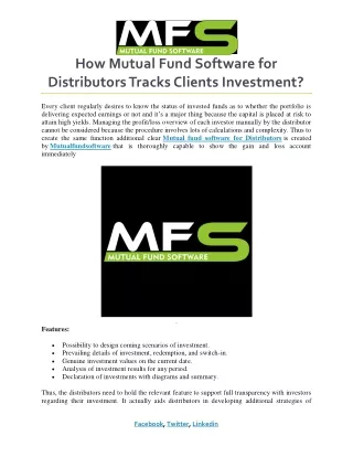how mutual fund software for distributors tracks