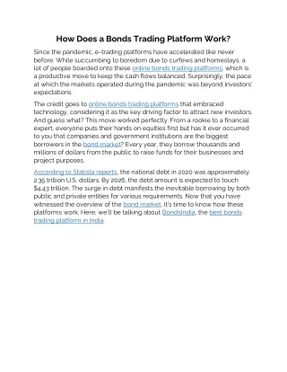 how does a bonds trading platform work